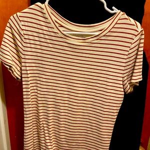RUST& WHITE STRIPED TIME&TRUE SHIRT